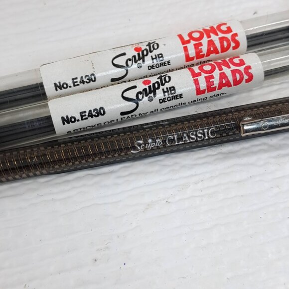 Vintage Scripto Classic Mechanical Pencil Translucent gray Clear w/ long leads - Picture 3 of 10